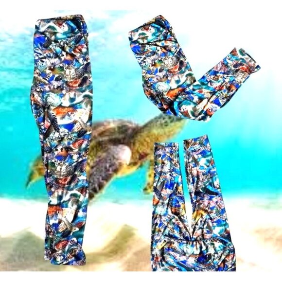 ArtSea Florida Keys Leggings XL Elastic Stretch High Waist Pants Beach Islands - Picture 10 of 12